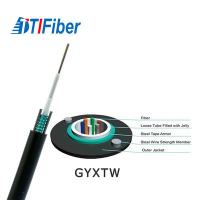 Revestimento do preto do PE do único modo do cabo de fibra ótica do núcleo do núcleo 4 de GYXTW 6